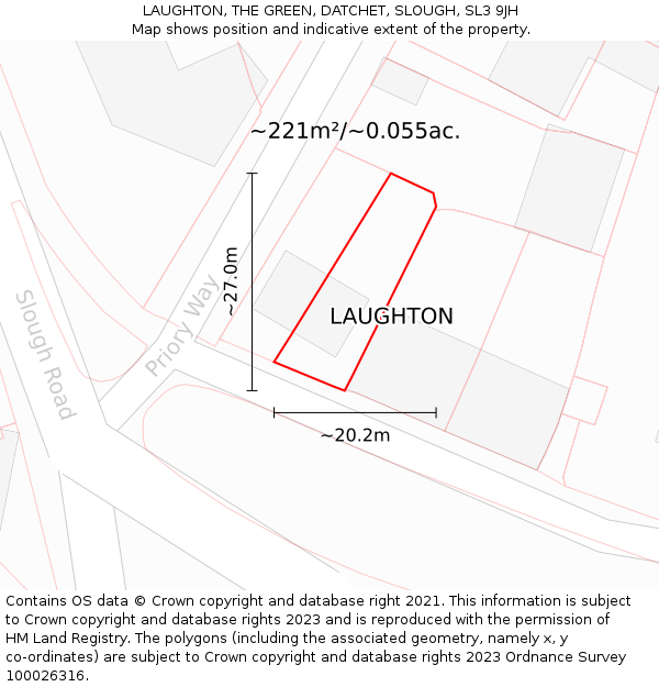 LAUGHTON, THE GREEN, DATCHET, SLOUGH, SL3 9JH: Plot and title map