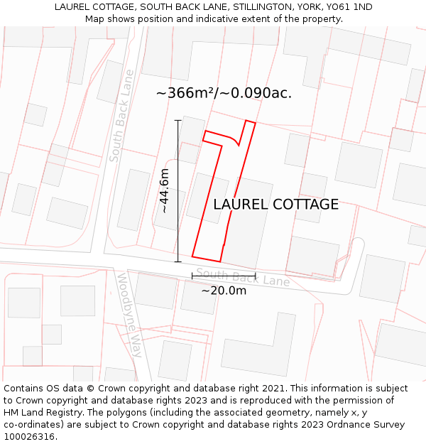 LAUREL COTTAGE, SOUTH BACK LANE, STILLINGTON, YORK, YO61 1ND: Plot and title map