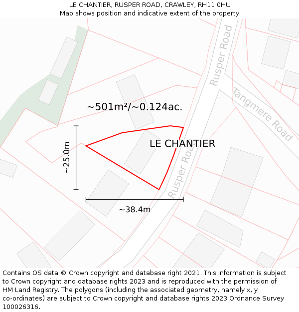 LE CHANTIER, RUSPER ROAD, CRAWLEY, RH11 0HU: Plot and title map