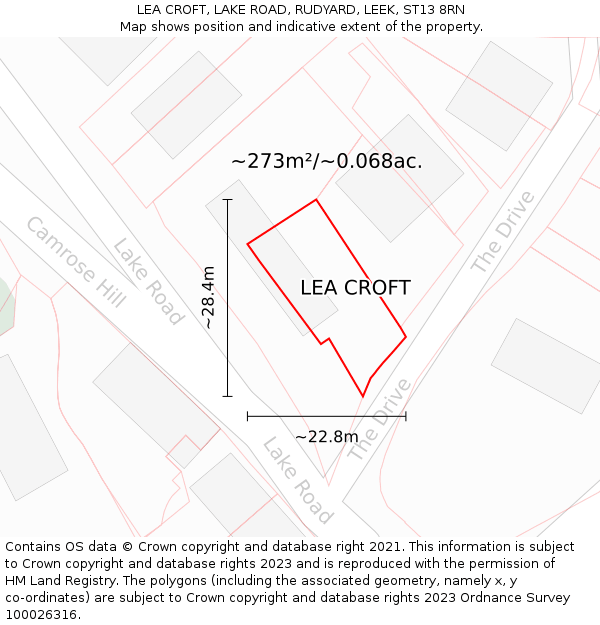 LEA CROFT, LAKE ROAD, RUDYARD, LEEK, ST13 8RN: Plot and title map