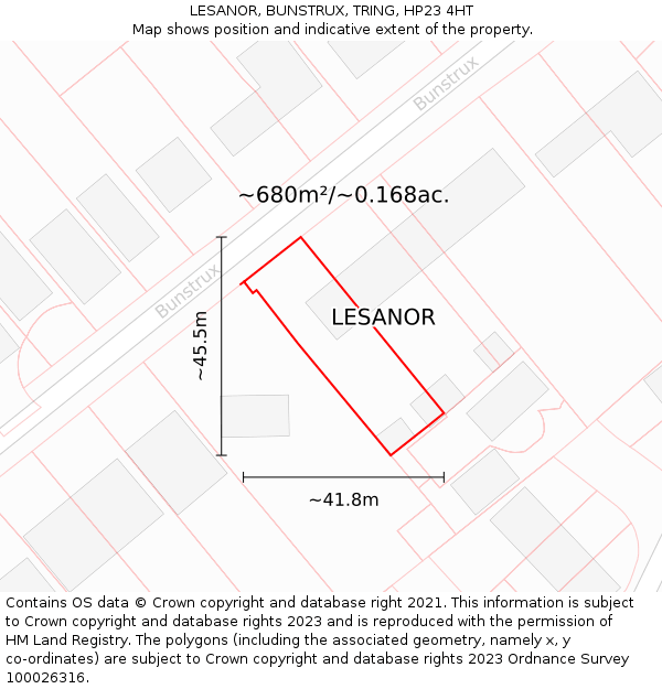 LESANOR, BUNSTRUX, TRING, HP23 4HT: Plot and title map