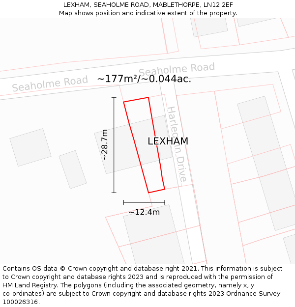 LEXHAM, SEAHOLME ROAD, MABLETHORPE, LN12 2EF: Plot and title map