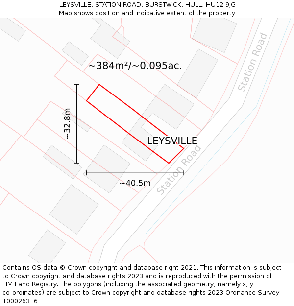 LEYSVILLE, STATION ROAD, BURSTWICK, HULL, HU12 9JG: Plot and title map