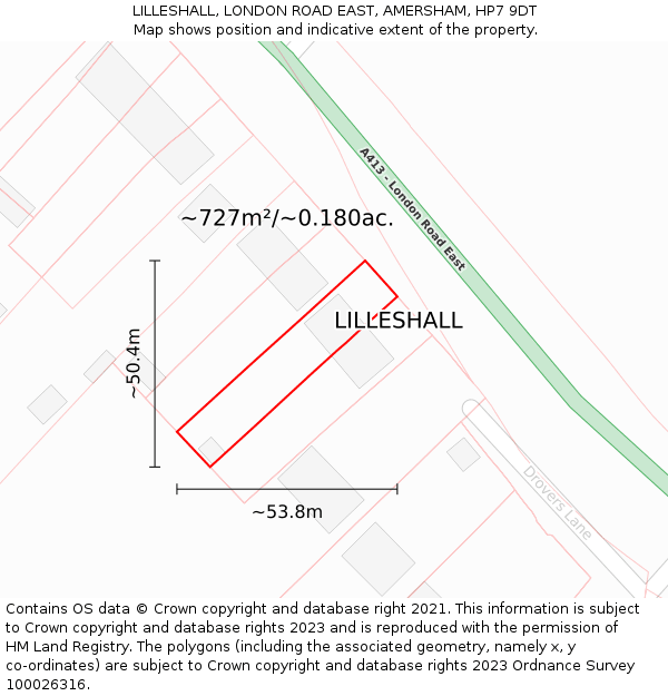 LILLESHALL, LONDON ROAD EAST, AMERSHAM, HP7 9DT: Plot and title map