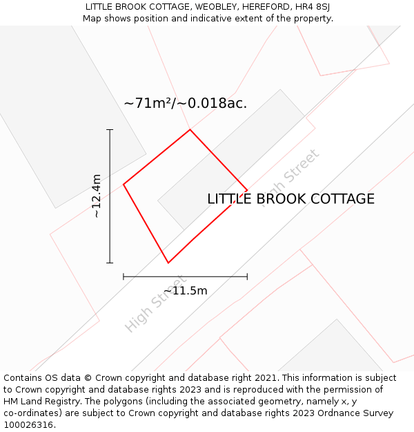 LITTLE BROOK COTTAGE, WEOBLEY, HEREFORD, HR4 8SJ: Plot and title map