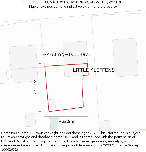 LITTLE KLEFFENS, MAIN ROAD, BOULDNOR, YARMOUTH, PO41 0UR: Plot and title map