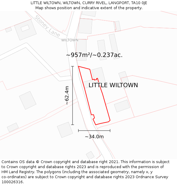 LITTLE WILTOWN, WILTOWN, CURRY RIVEL, LANGPORT, TA10 0JE: Plot and title map