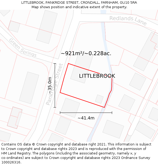 LITTLEBROOK, PANKRIDGE STREET, CRONDALL, FARNHAM, GU10 5RA: Plot and title map