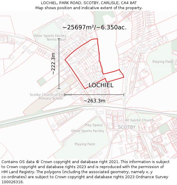 LOCHIEL, PARK ROAD, SCOTBY, CARLISLE, CA4 8AT: Plot and title map