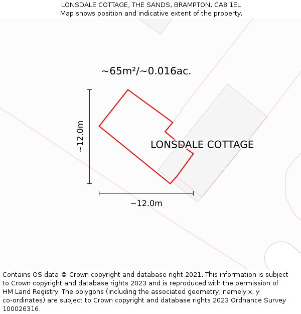 LONSDALE COTTAGE, THE SANDS, BRAMPTON, CA8 1EL: Plot and title map