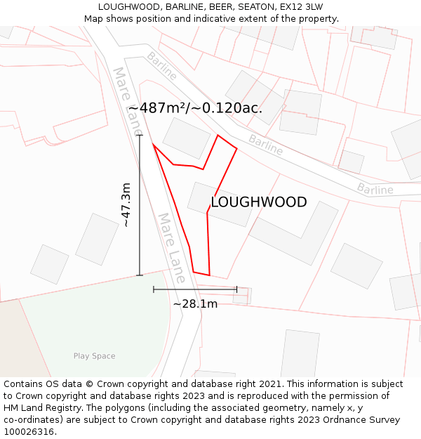 LOUGHWOOD, BARLINE, BEER, SEATON, EX12 3LW: Plot and title map