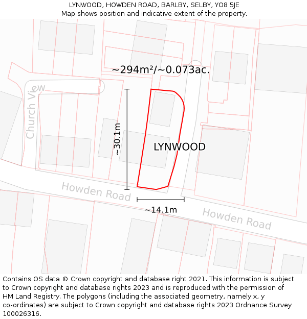 LYNWOOD, HOWDEN ROAD, BARLBY, SELBY, YO8 5JE: Plot and title map