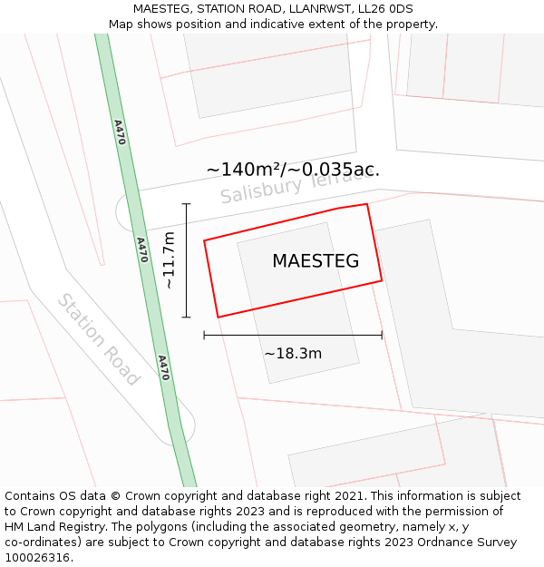 MAESTEG, STATION ROAD, LLANRWST, LL26 0DS: Plot and title map