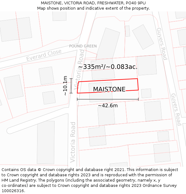 MAISTONE, VICTORIA ROAD, FRESHWATER, PO40 9PU: Plot and title map