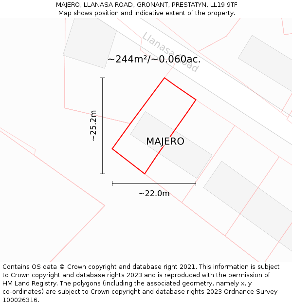 MAJERO, LLANASA ROAD, GRONANT, PRESTATYN, LL19 9TF: Plot and title map