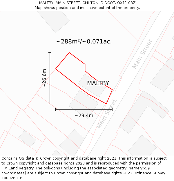 MALTBY, MAIN STREET, CHILTON, DIDCOT, OX11 0RZ: Plot and title map