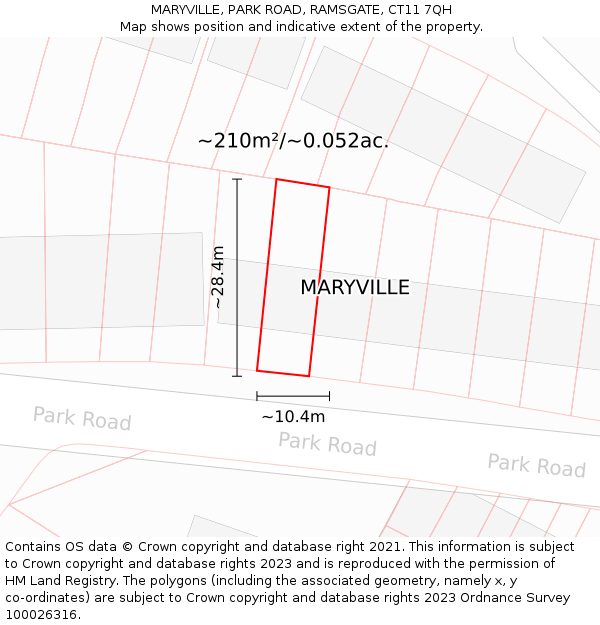 MARYVILLE, PARK ROAD, RAMSGATE, CT11 7QH: Plot and title map