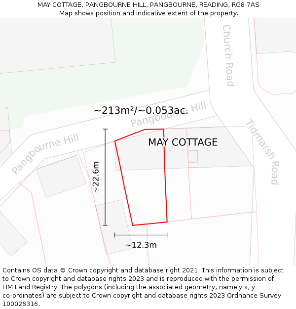 MAY COTTAGE, PANGBOURNE HILL, PANGBOURNE, READING, RG8 7AS: Plot and title map