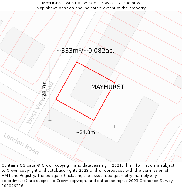 MAYHURST, WEST VIEW ROAD, SWANLEY, BR8 8BW: Plot and title map