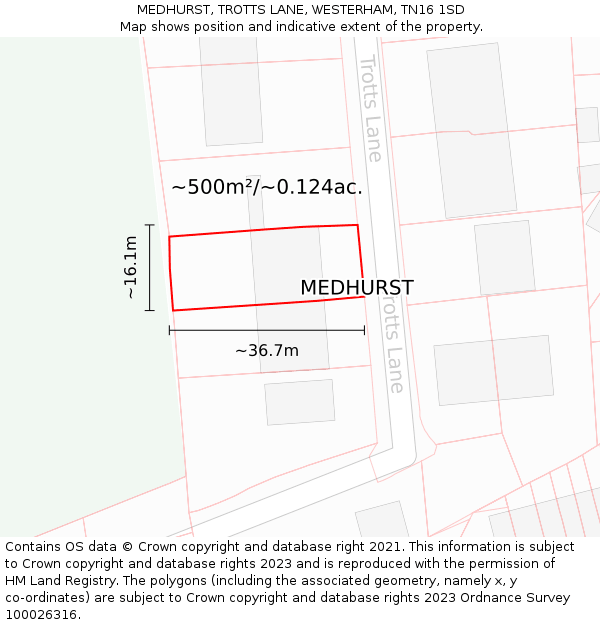 MEDHURST, TROTTS LANE, WESTERHAM, TN16 1SD: Plot and title map