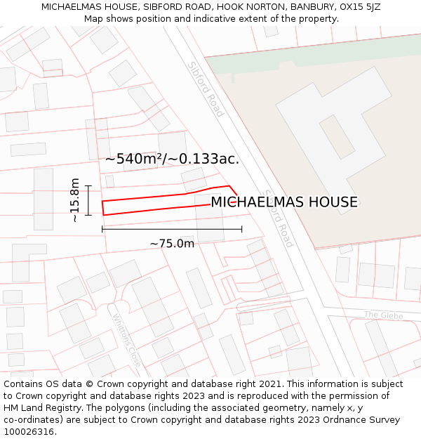 MICHAELMAS HOUSE, SIBFORD ROAD, HOOK NORTON, BANBURY, OX15 5JZ: Plot and title map