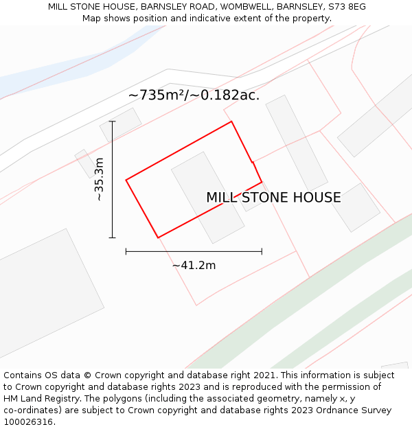 MILL STONE HOUSE, BARNSLEY ROAD, WOMBWELL, BARNSLEY, S73 8EG: Plot and title map