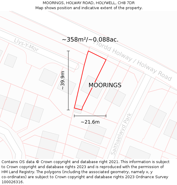 MOORINGS, HOLWAY ROAD, HOLYWELL, CH8 7DR: Plot and title map