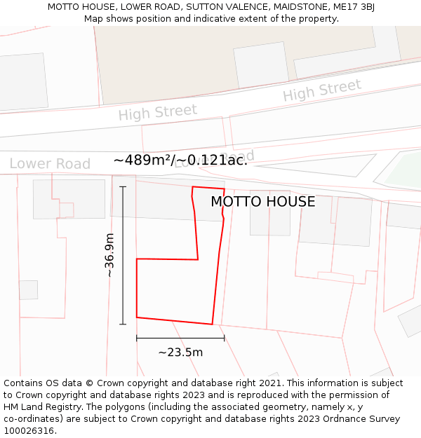 MOTTO HOUSE, LOWER ROAD, SUTTON VALENCE, MAIDSTONE, ME17 3BJ: Plot and title map