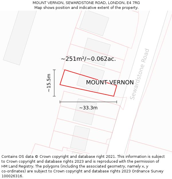 MOUNT VERNON, SEWARDSTONE ROAD, LONDON, E4 7RG: Plot and title map