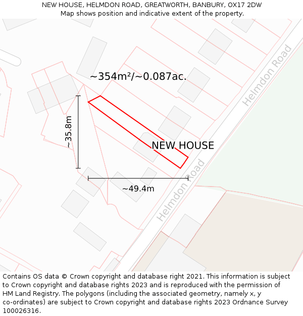 NEW HOUSE, HELMDON ROAD, GREATWORTH, BANBURY, OX17 2DW: Plot and title map