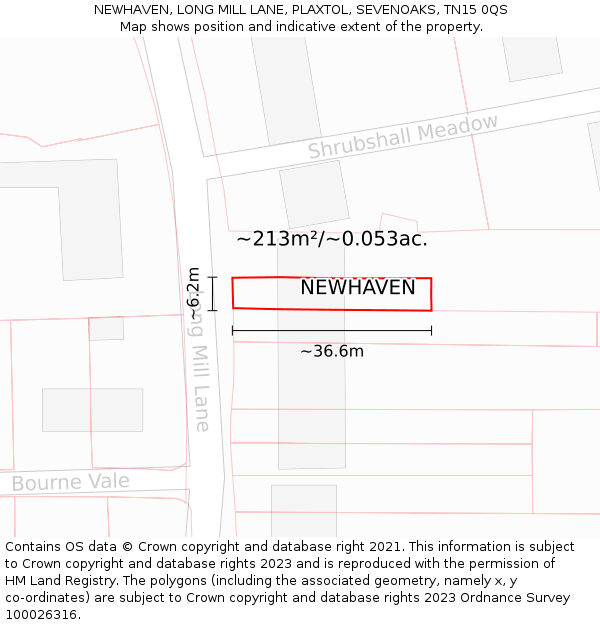 NEWHAVEN, LONG MILL LANE, PLAXTOL, SEVENOAKS, TN15 0QS: Plot and title map