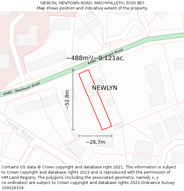 NEWLYN, NEWTOWN ROAD, MACHYNLLETH, SY20 8EY: Plot and title map