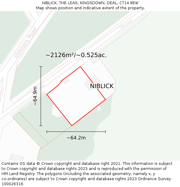 NIBLICK, THE LEAS, KINGSDOWN, DEAL, CT14 8EW: Plot and title map