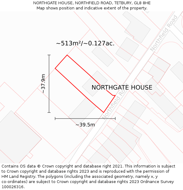 NORTHGATE HOUSE, NORTHFIELD ROAD, TETBURY, GL8 8HE: Plot and title map