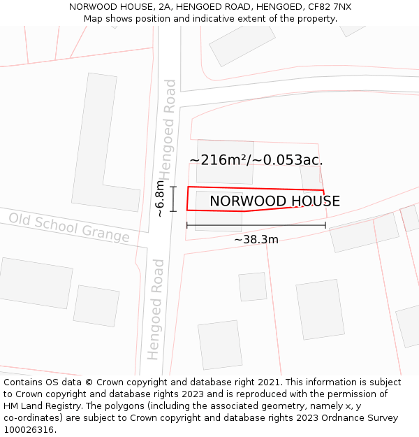 NORWOOD HOUSE, 2A, HENGOED ROAD, HENGOED, CF82 7NX: Plot and title map