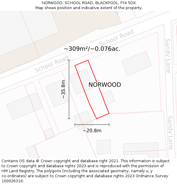 NORWOOD, SCHOOL ROAD, BLACKPOOL, FY4 5DX: Plot and title map