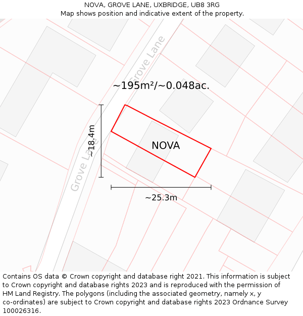 NOVA, GROVE LANE, UXBRIDGE, UB8 3RG: Plot and title map