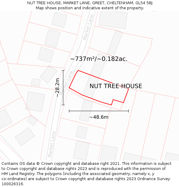 NUT TREE HOUSE, MARKET LANE, GREET, CHELTENHAM, GL54 5BJ: Plot and title map