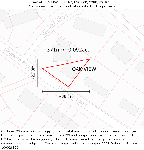 OAK VIEW, SKIPWITH ROAD, ESCRICK, YORK, YO19 6LT: Plot and title map