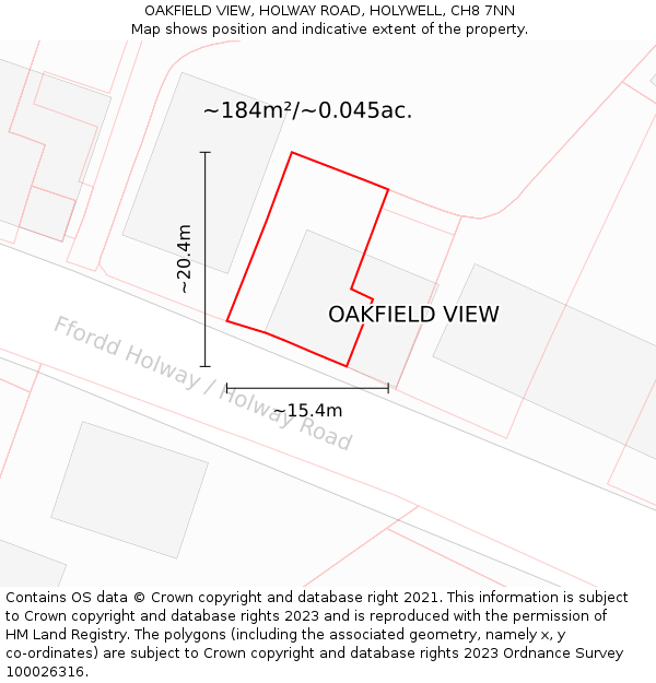 OAKFIELD VIEW, HOLWAY ROAD, HOLYWELL, CH8 7NN: Plot and title map