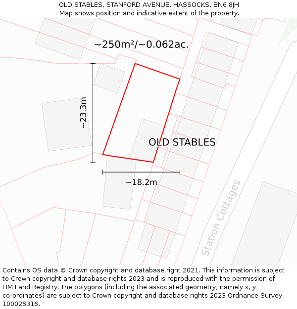 OLD STABLES, STANFORD AVENUE, HASSOCKS, BN6 8JH: Plot and title map