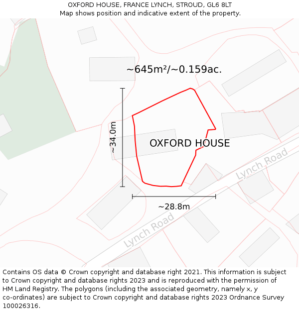 OXFORD HOUSE, FRANCE LYNCH, STROUD, GL6 8LT: Plot and title map