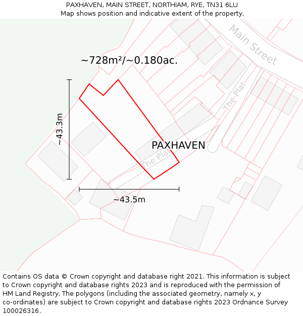 PAXHAVEN, MAIN STREET, NORTHIAM, RYE, TN31 6LU: Plot and title map