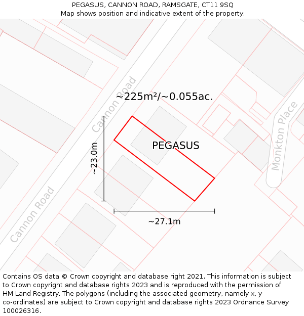 PEGASUS, CANNON ROAD, RAMSGATE, CT11 9SQ: Plot and title map