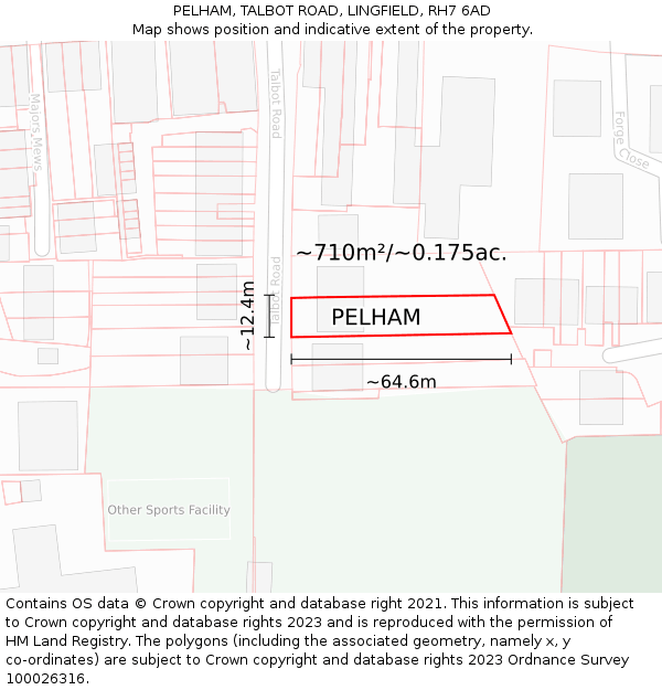 PELHAM, TALBOT ROAD, LINGFIELD, RH7 6AD: Plot and title map