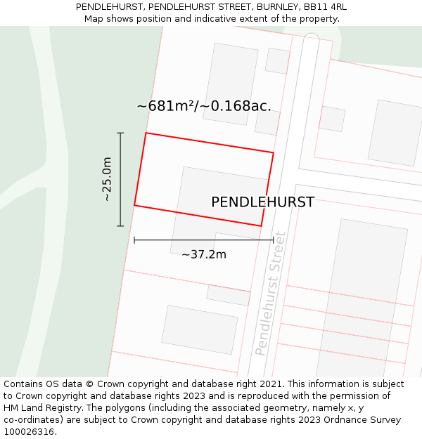 PENDLEHURST, PENDLEHURST STREET, BURNLEY, BB11 4RL: Plot and title map