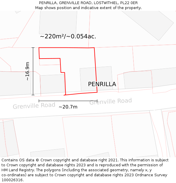 PENRILLA, GRENVILLE ROAD, LOSTWITHIEL, PL22 0ER: Plot and title map