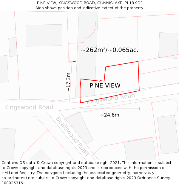 PINE VIEW, KINGSWOOD ROAD, GUNNISLAKE, PL18 9DF: Plot and title map