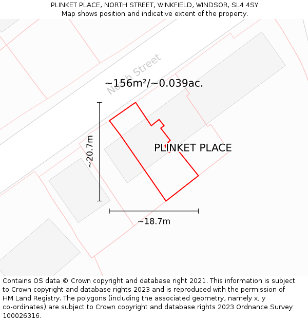 PLINKET PLACE, NORTH STREET, WINKFIELD, WINDSOR, SL4 4SY: Plot and title map