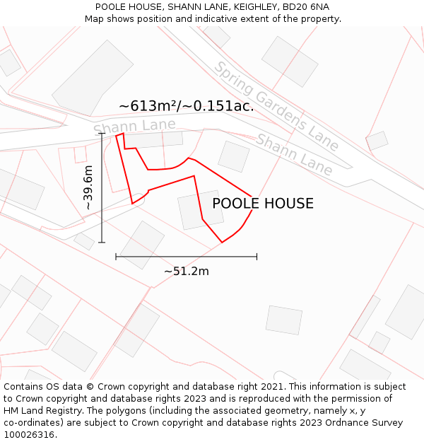 POOLE HOUSE, SHANN LANE, KEIGHLEY, BD20 6NA: Plot and title map